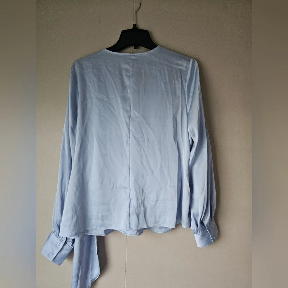 Worthington Soft Blue Wrap Blouse - Picture 5 of 16